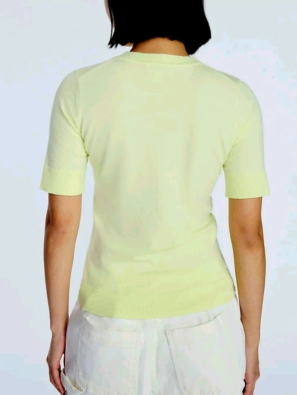 Free Assembly Women's Viscose Cozy Yarn Shrunken Sweater Tee with Short Sleeves - Picture 2 of 10